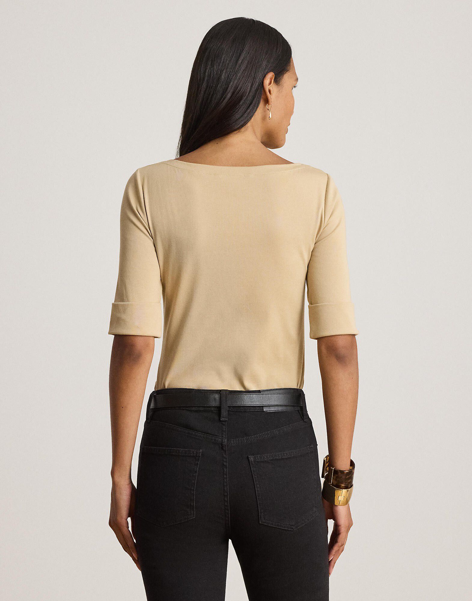 Stretch Cotton Boatneck Tee