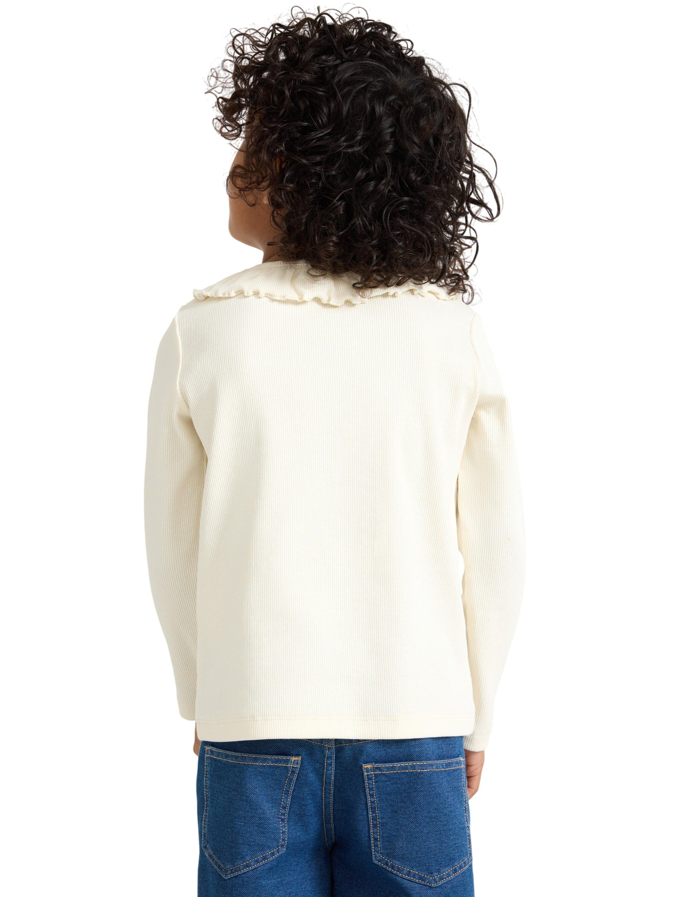 Top ls rib with frill collar