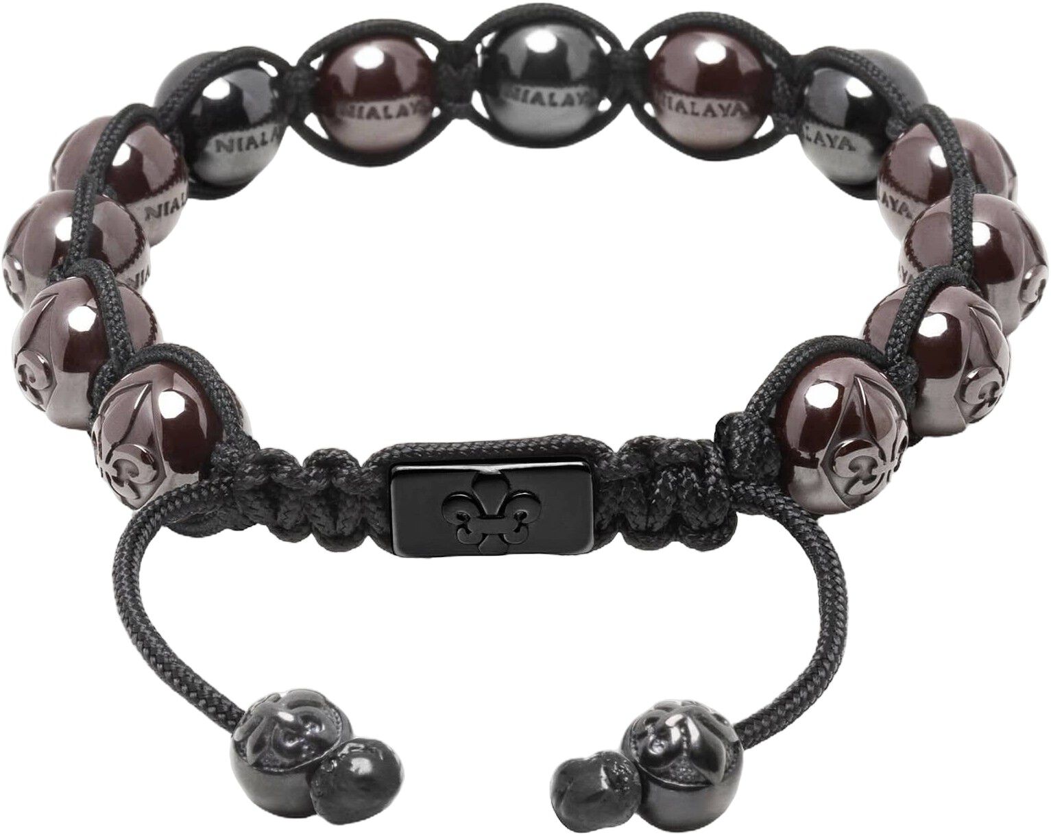 Men's Beaded Bracelet with Black & Burgundy Ceramic Balls