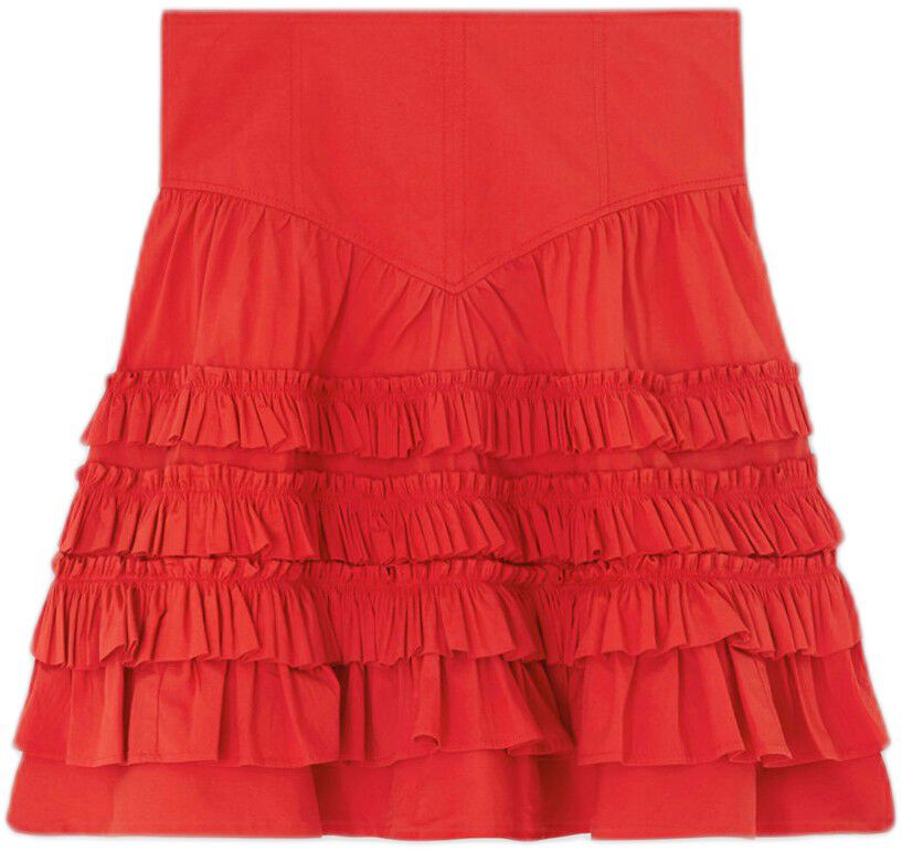 Stretch Cotton Mini Tiered Frill Sk