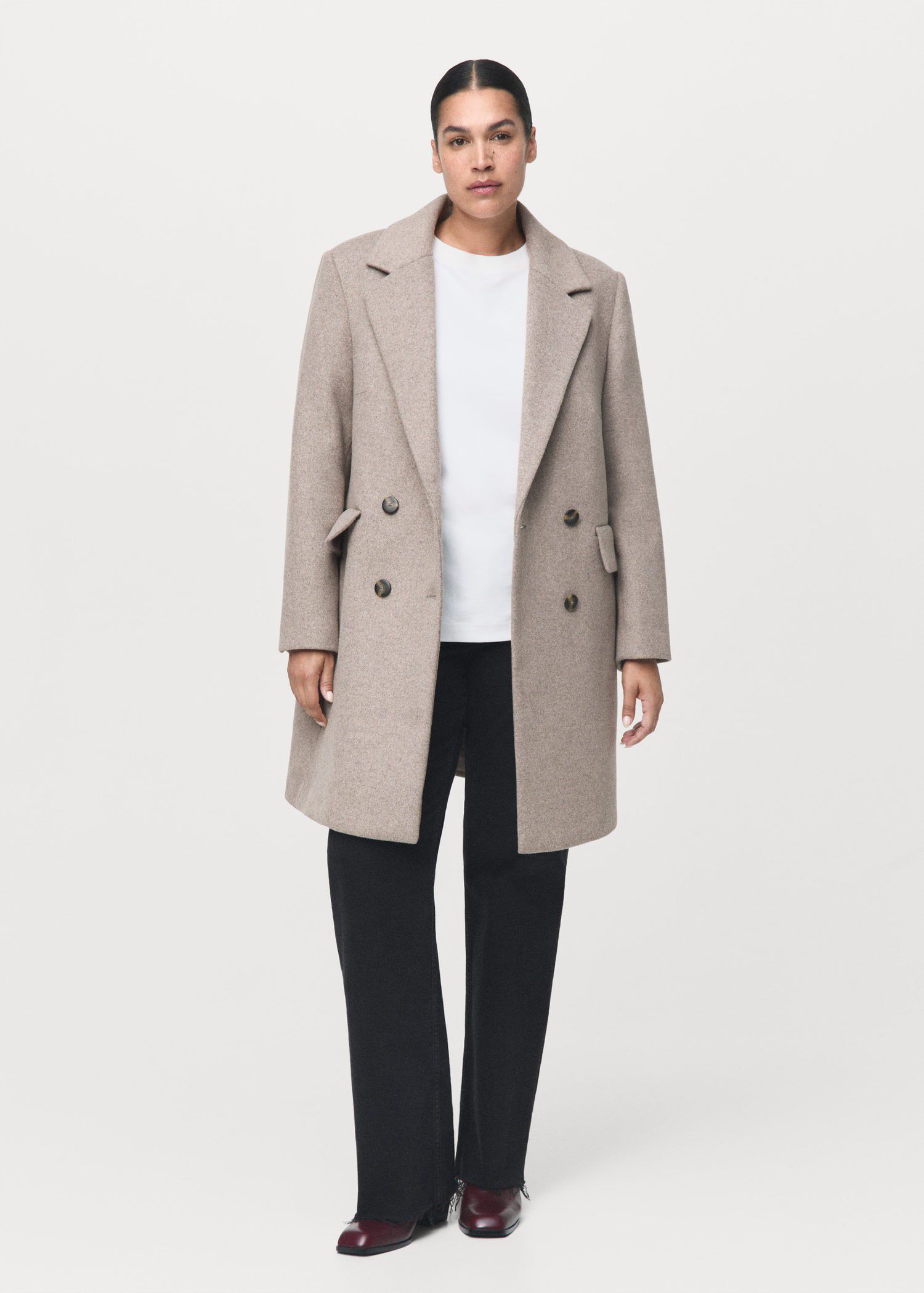 Double-breasted wool coat