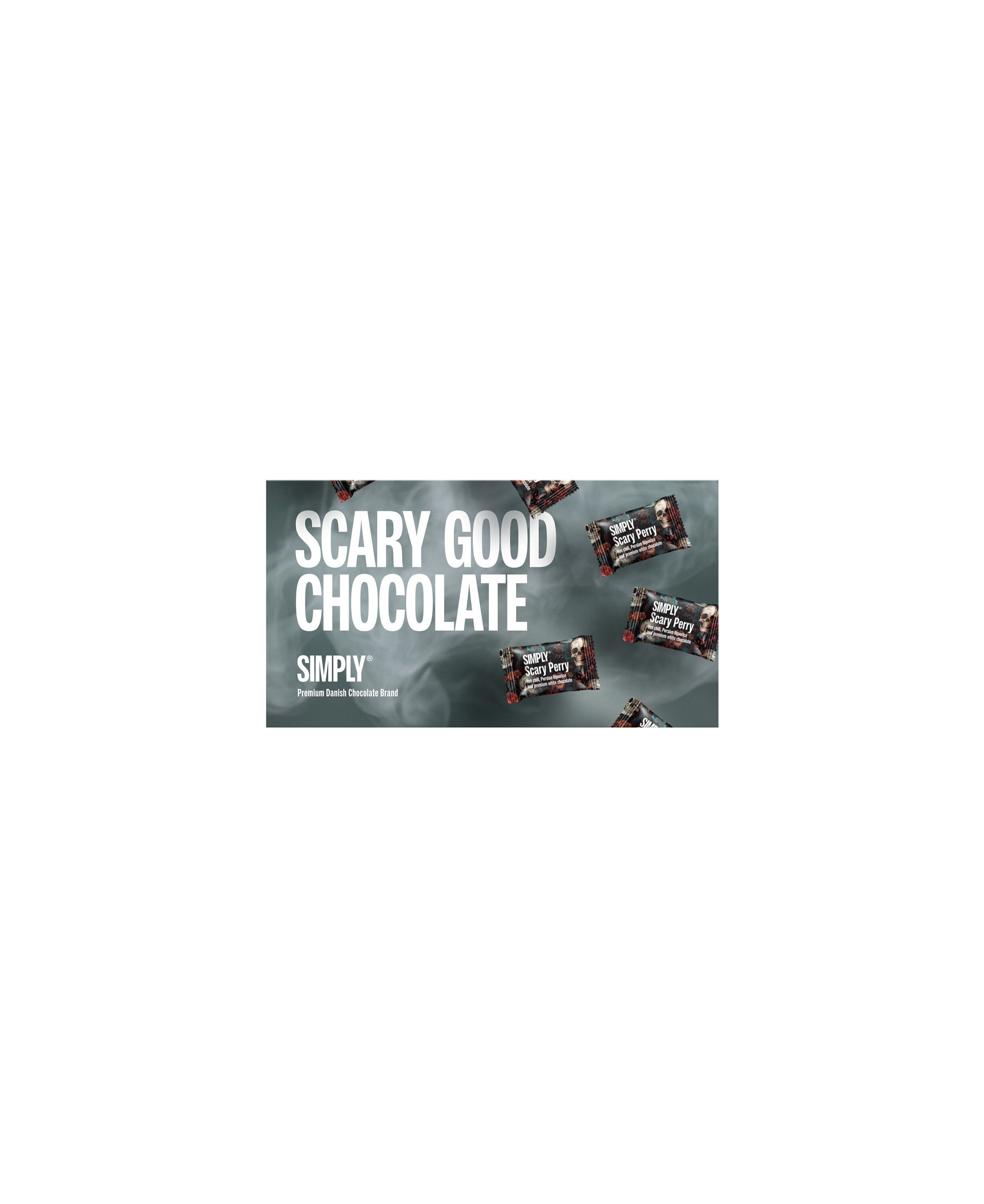 Simply&reg; SCARY GOOD CHOCOLATE chokolade&aelig;ske (100g)
