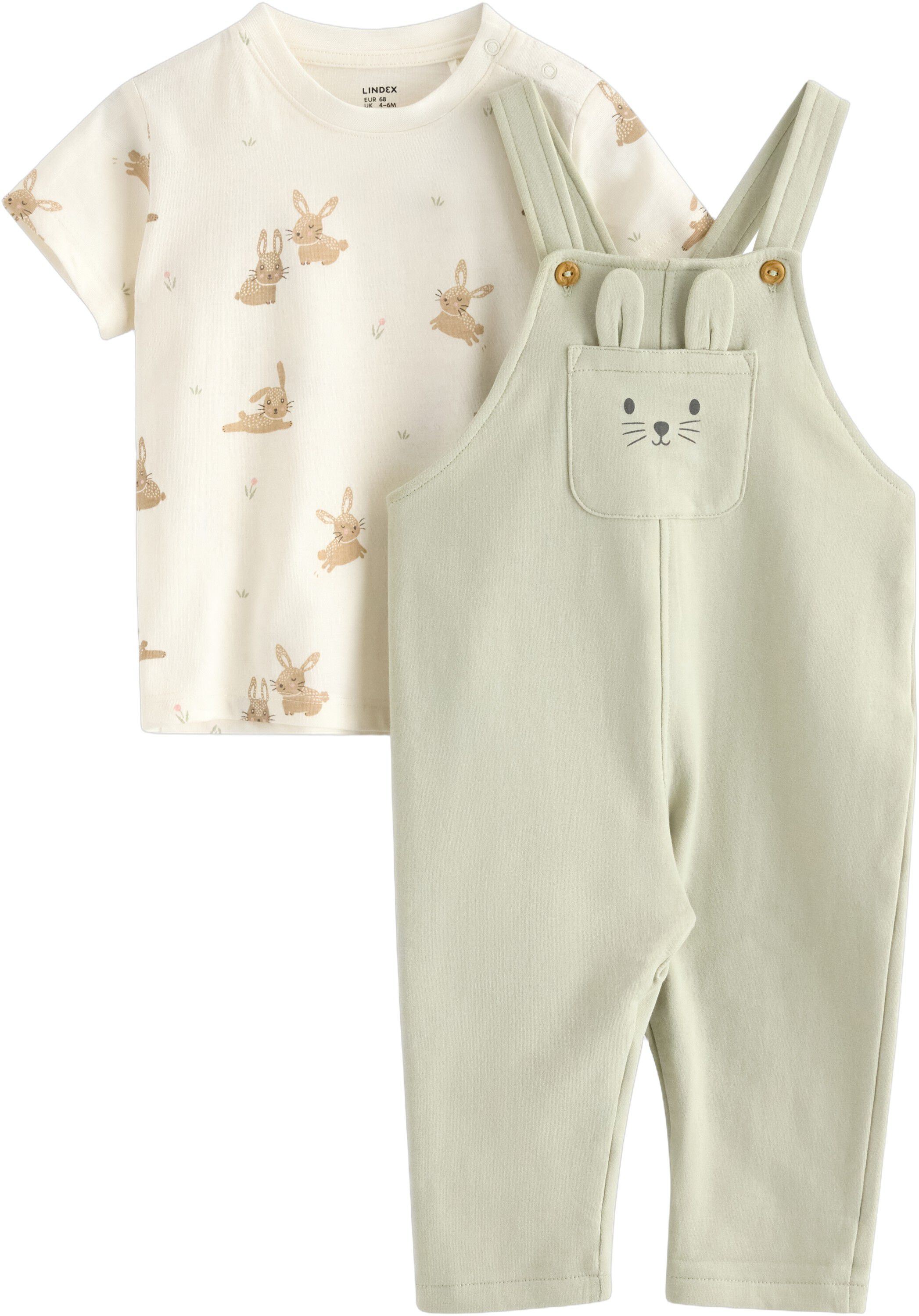 Set featuring dungarees in soft jer