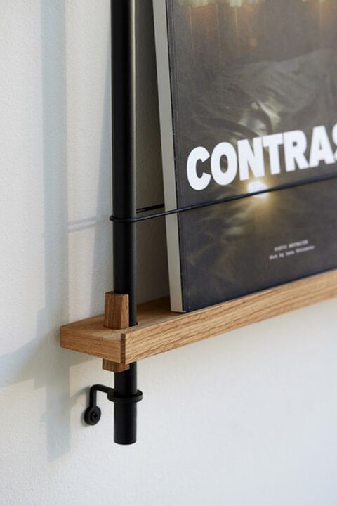 Box set, Magazine Shelving MS.115. 1, Oak shelves, Black legs