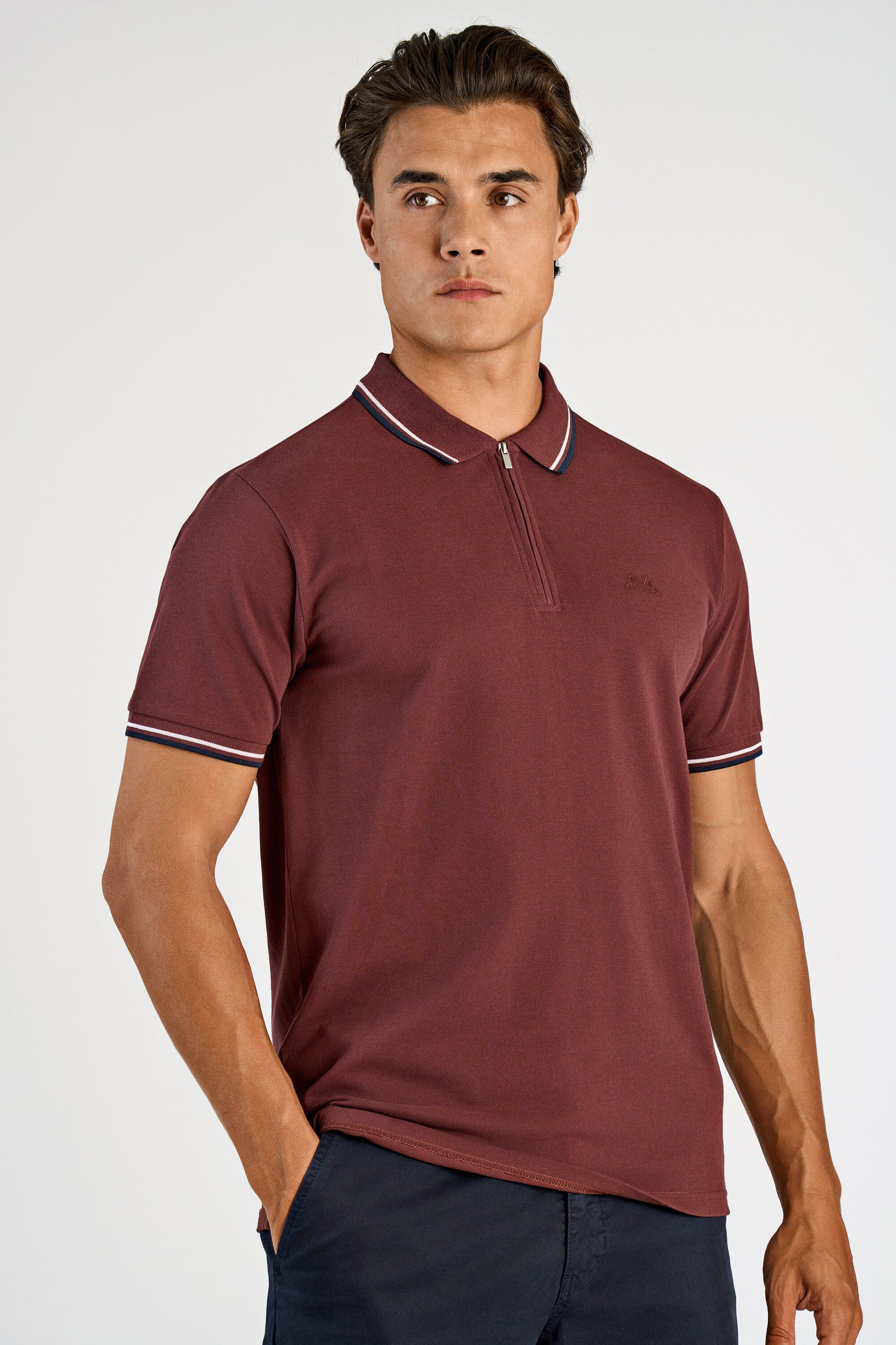 Polo shirt w. zip neck