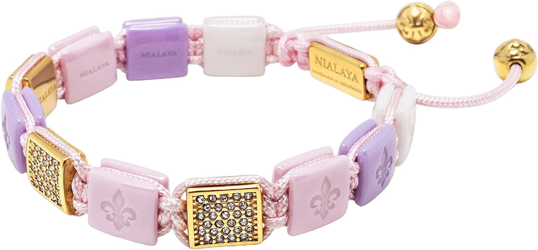Women's White, Lavender & Soft Pink Ceramic Flatbead Bracele