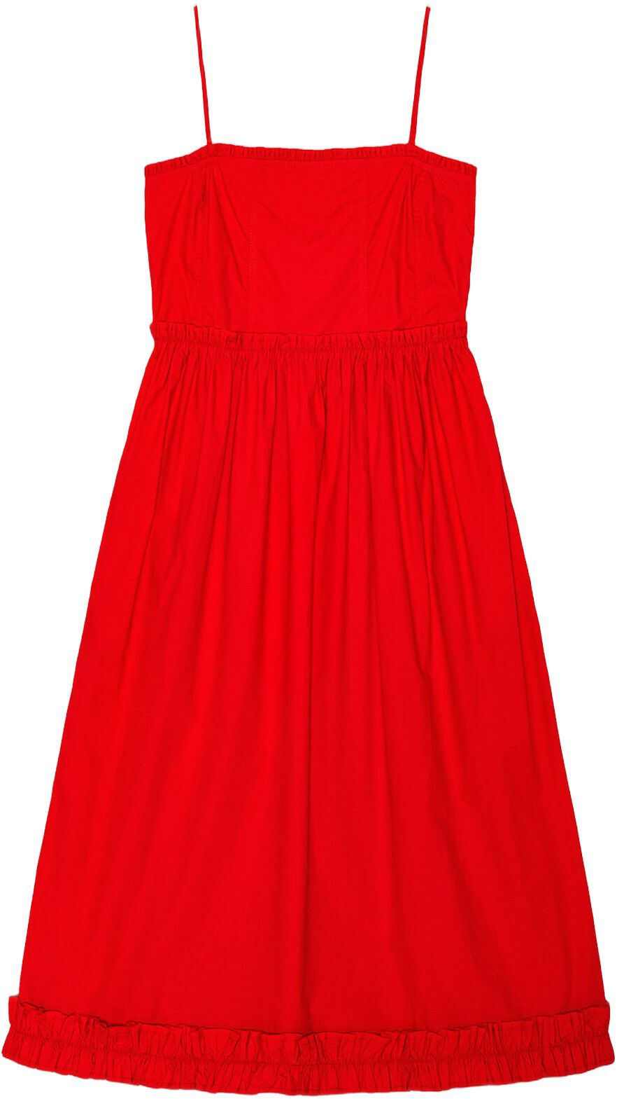 Cotton Poplin Strap Long Dress