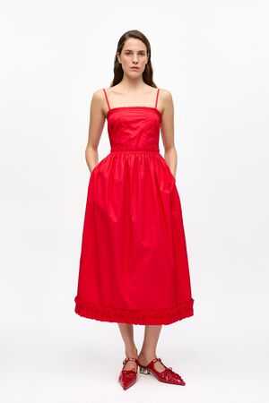 Cotton Poplin Strap Long Dress