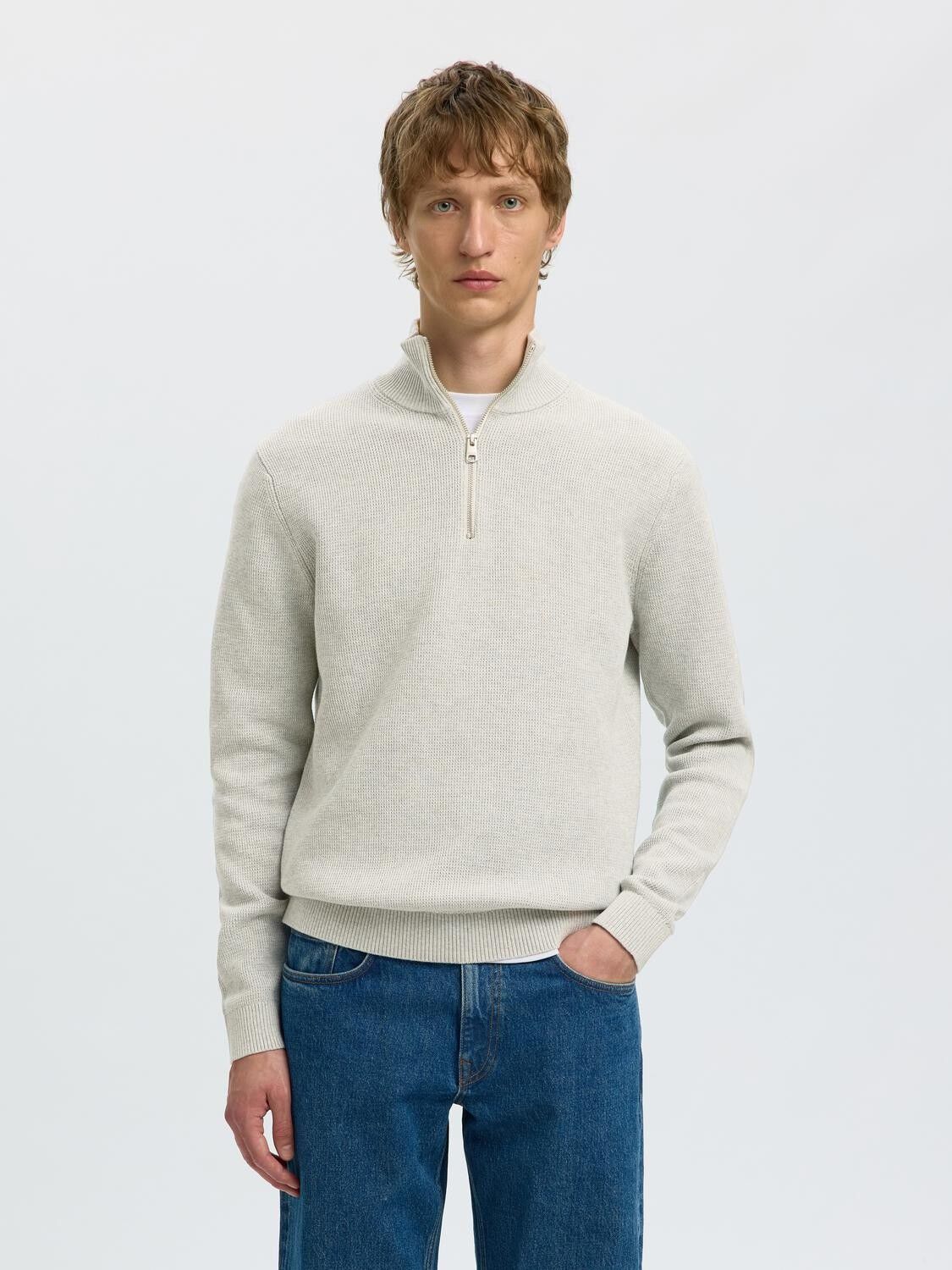 SLHDANE LS KNIT STRUCTURE HALF ZIP