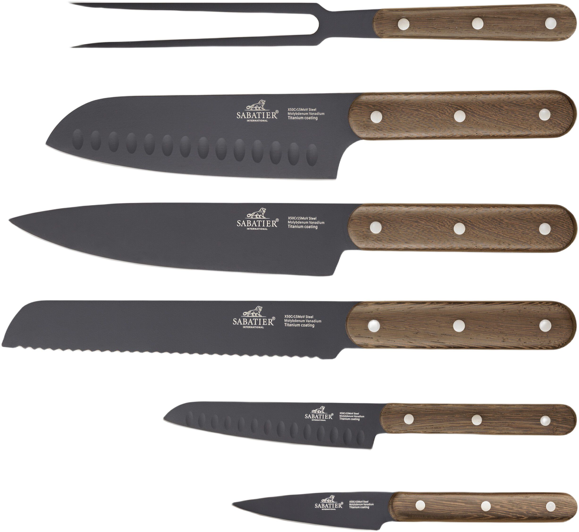 Knivs&aelig;t Phenix Walnut 6 dele Sort/valn&oslash;ddetr&aelig;