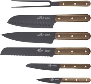 Knivsæt Phenix Walnut 6 dele Sort/valnøddetræ