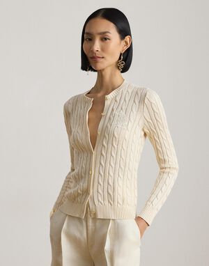 Cable-Knit Cotton-Blend Cardigan