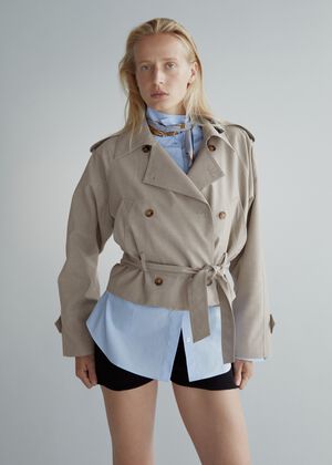 Short trench coat with belt