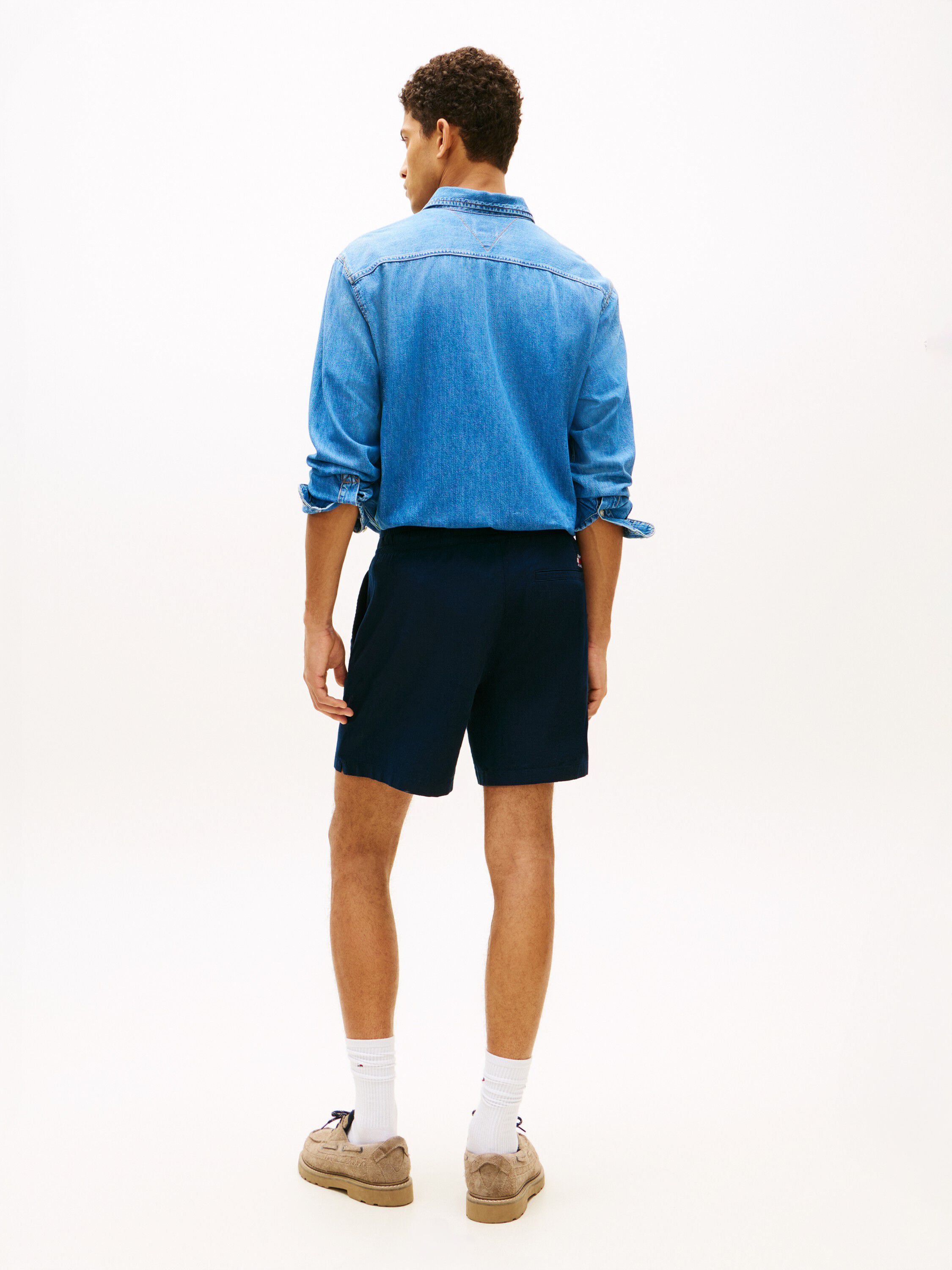 Logo Relaxed Shorts With Linen