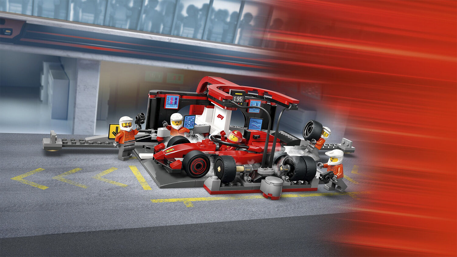 F1-pitstop og pitcrew med Ferrari-bil 60443
