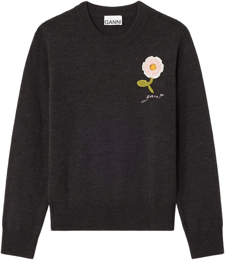 Crochet Applique Merino Sweater