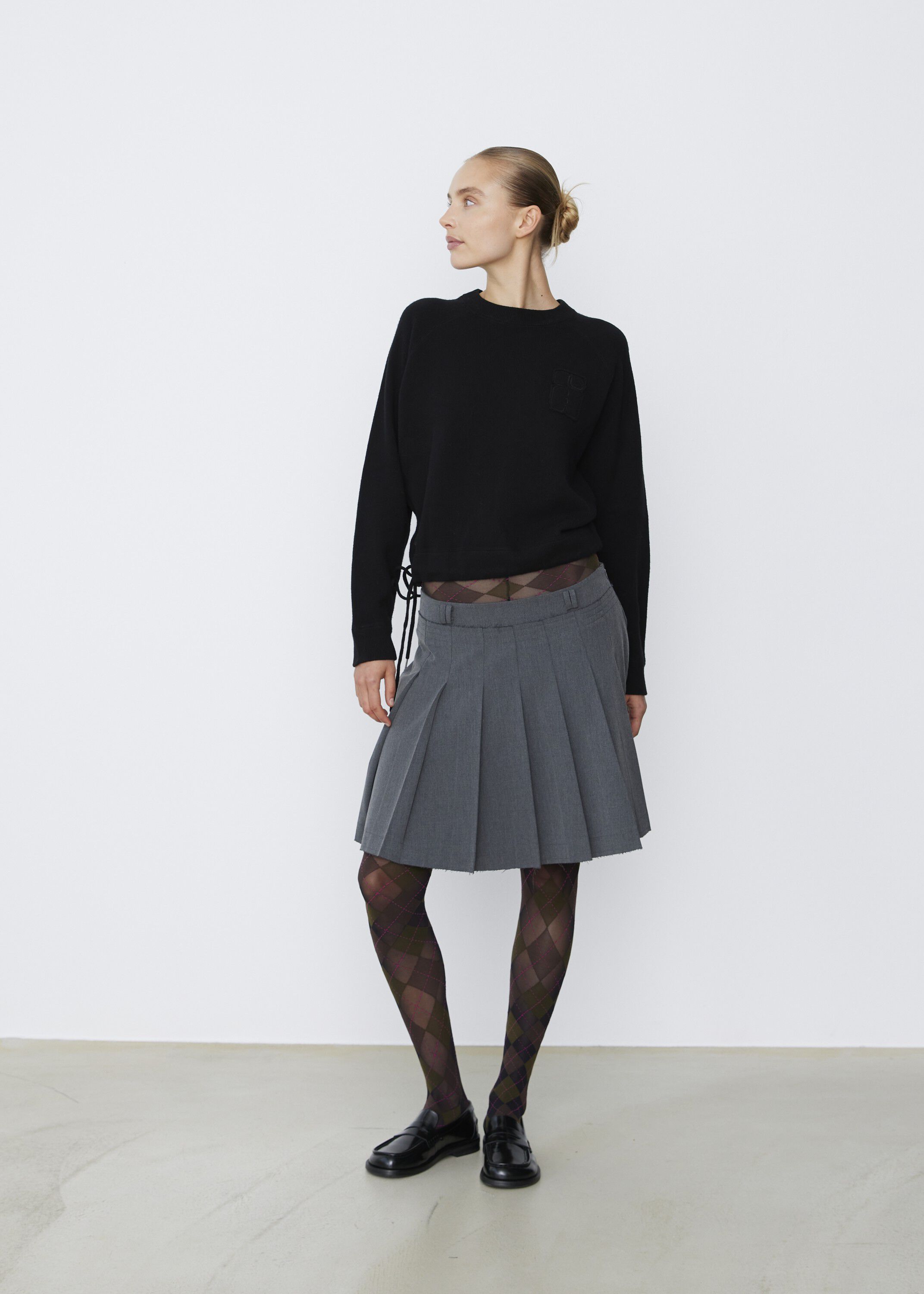 Raw Hem Pleaded Skirt