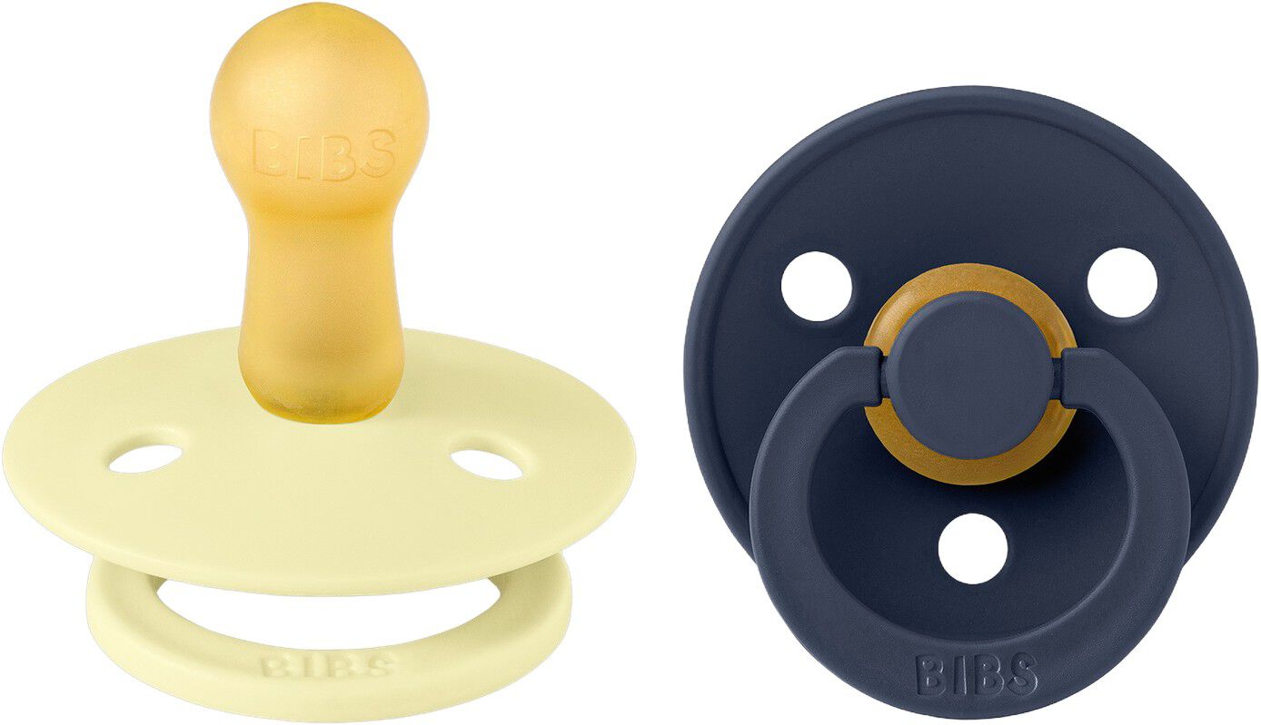 BIBS Pacifier Colour 2 PACK Latex Size 2 Luna/Deep space