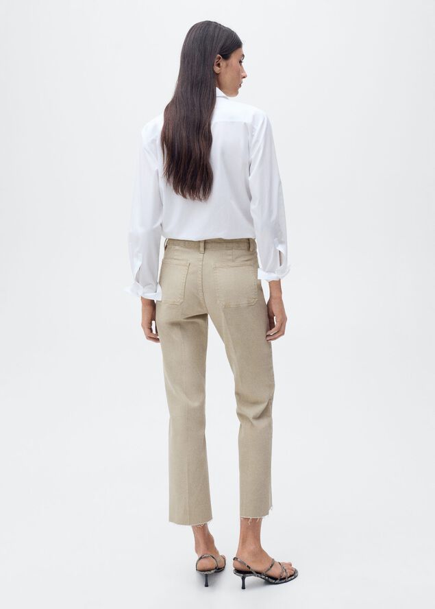 Flared cropped jeans with pockets
