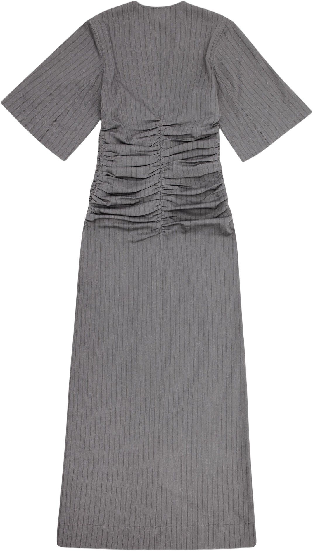 Stripe Suiting V-neck Fitted Dress