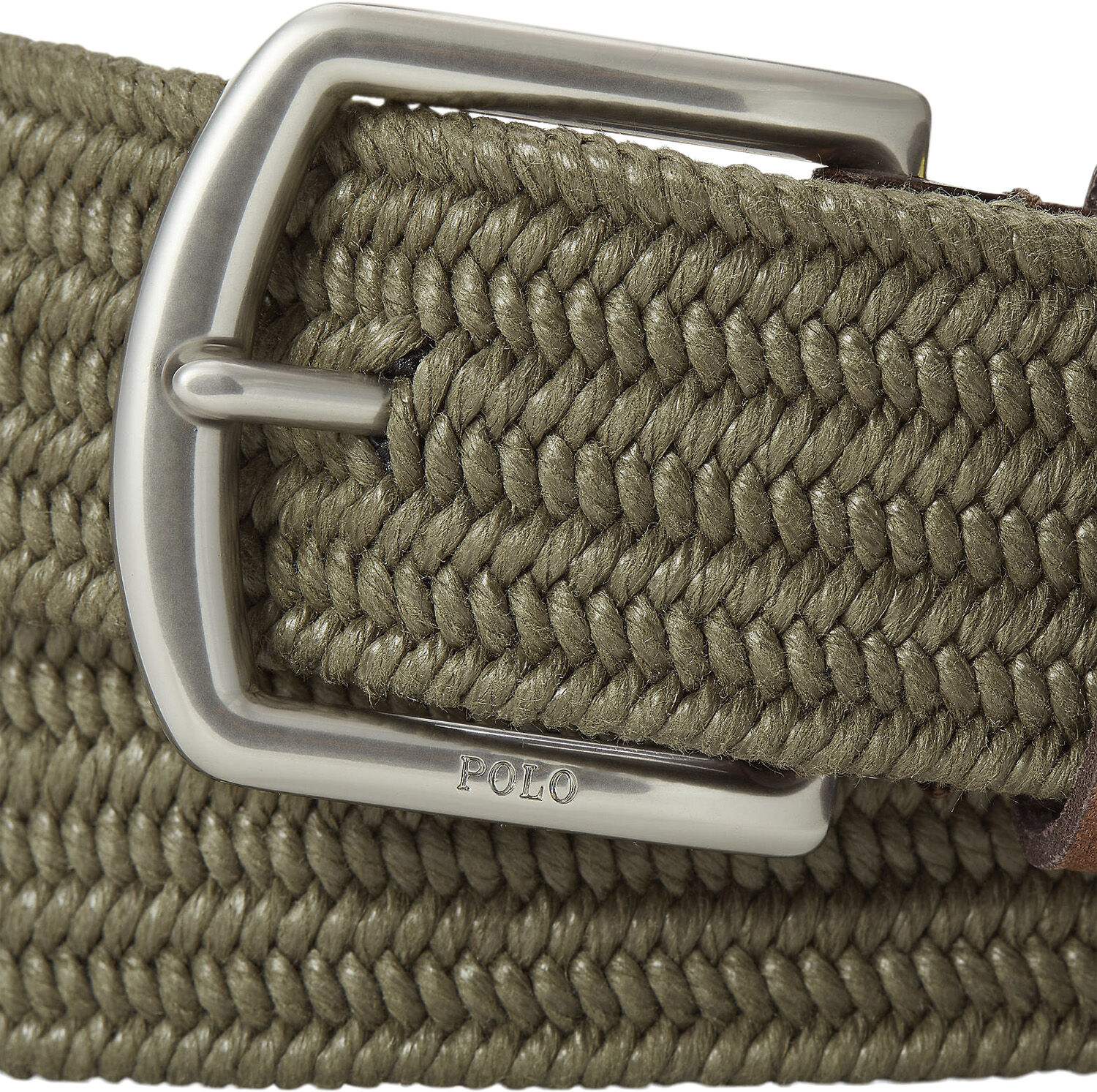 Leather-Trim Braided Belt