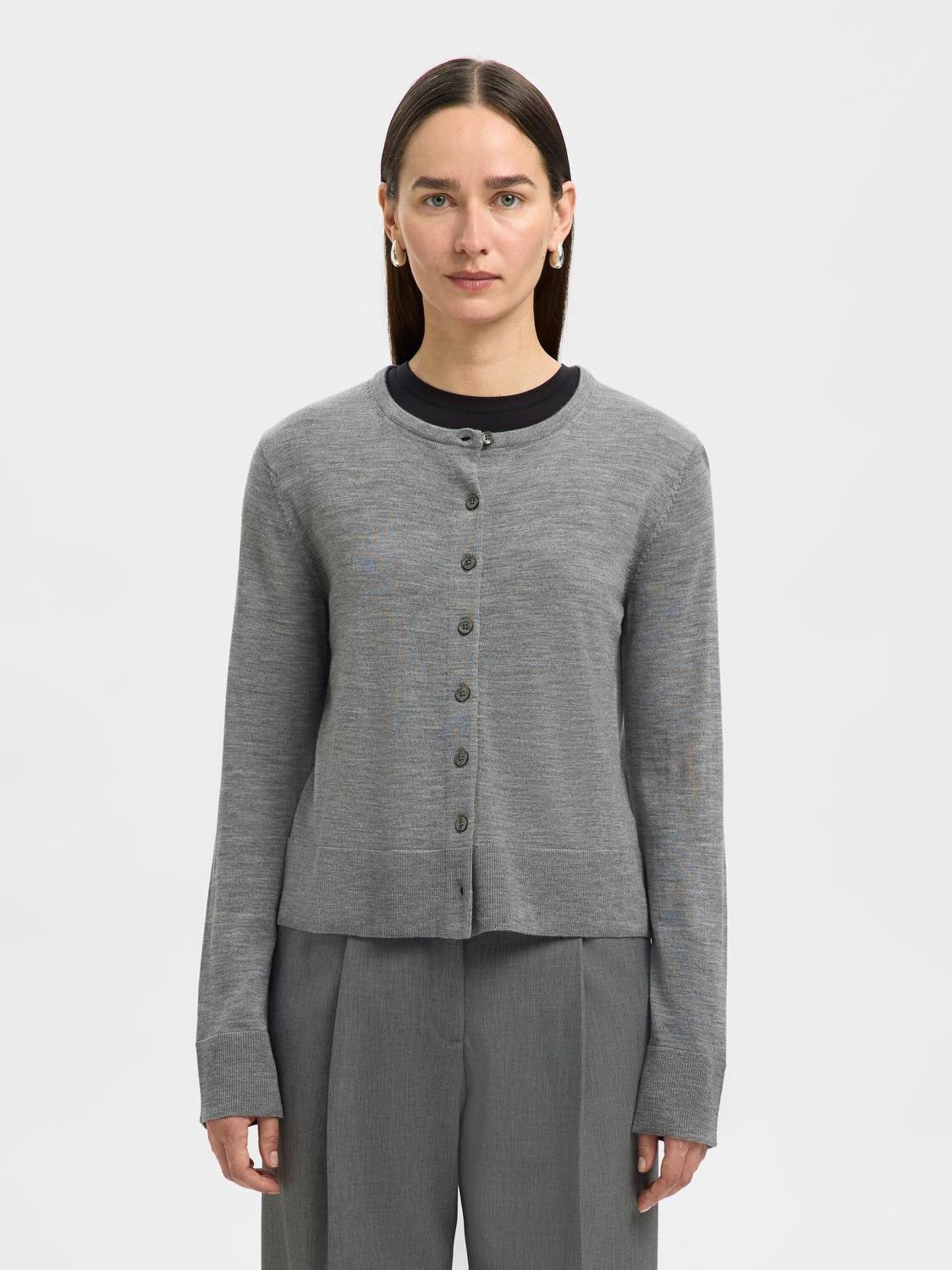 Slfthea Ls Knit Merino Cardigan Noos