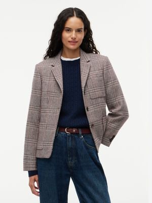 Regular Fit Wool Blend Check Blazer