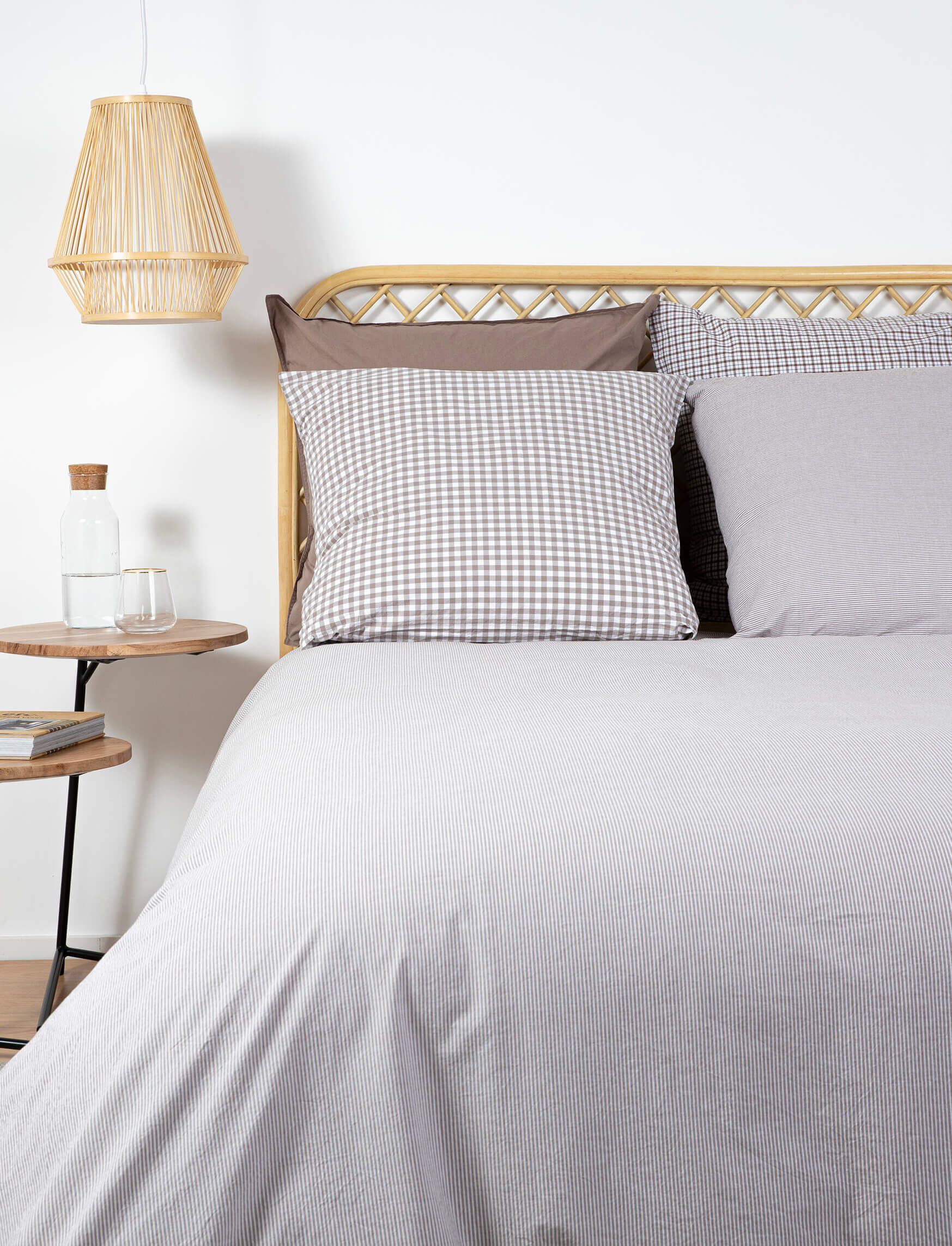 Gingham washed percale brown/white