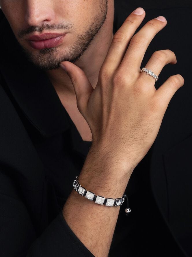 Men's Sterling Silver Star Band Ring