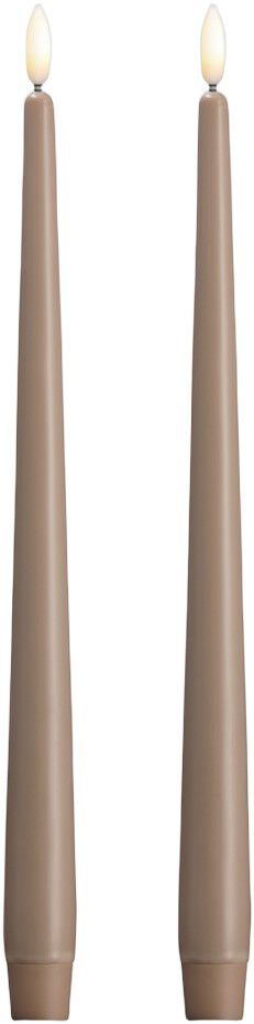 Moods & More - LED taper candle, Silk, Slim, Sand, 2-pack, 2