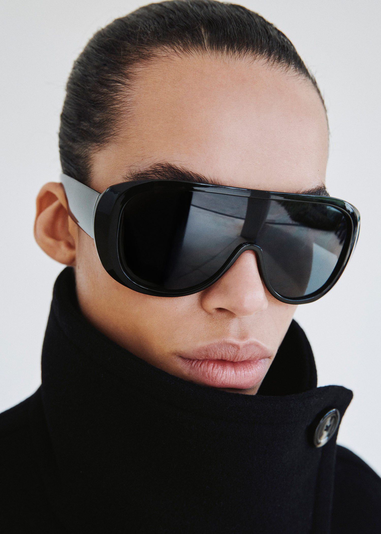 Wool-blend funnel-neck coat