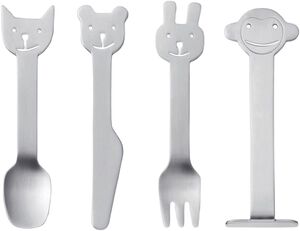 Børnebestik Animal Friends 4 dele Mat stål