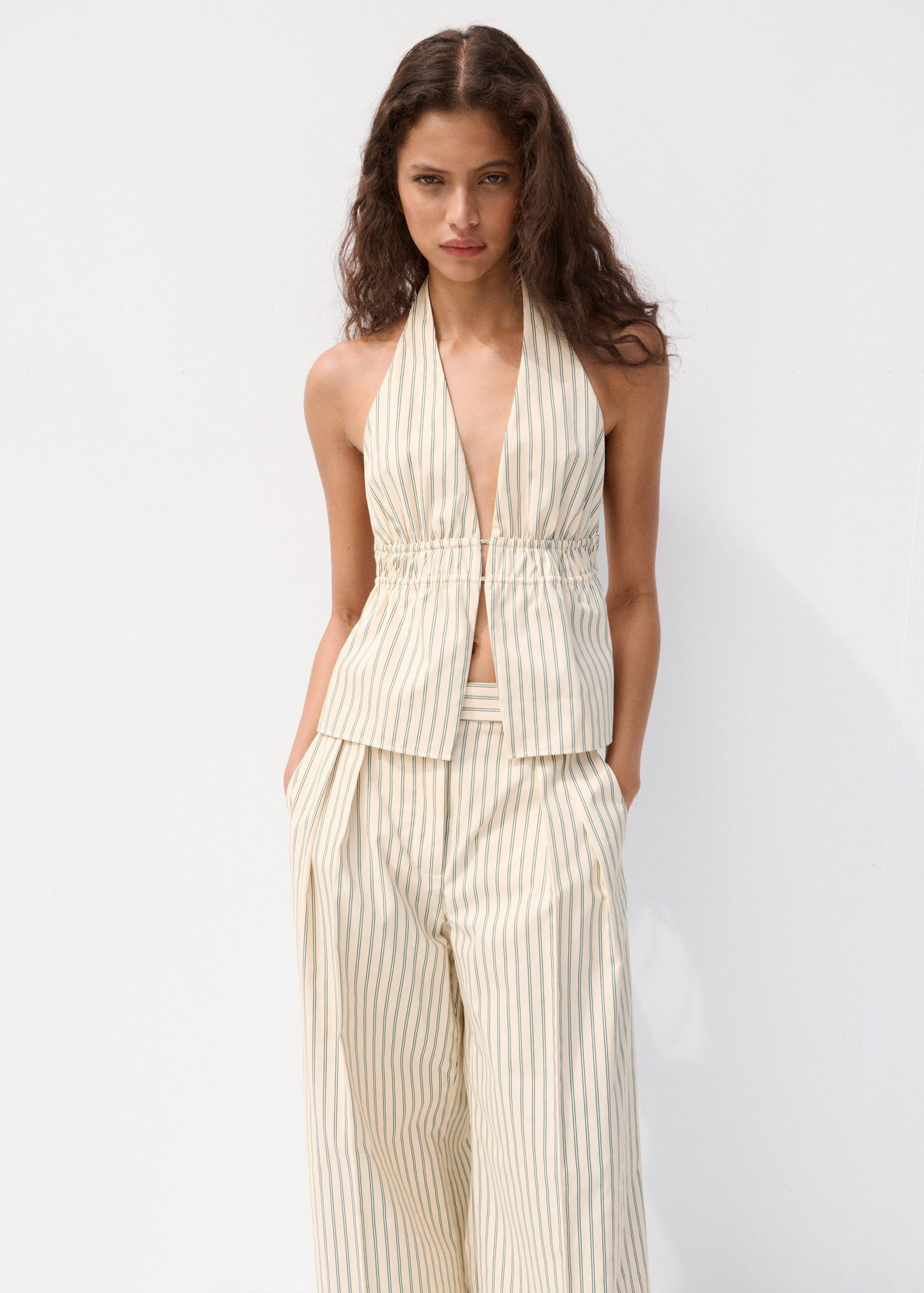 Striped halter-neck top