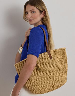 Crocheted Straw Large Lainey Tote Bag