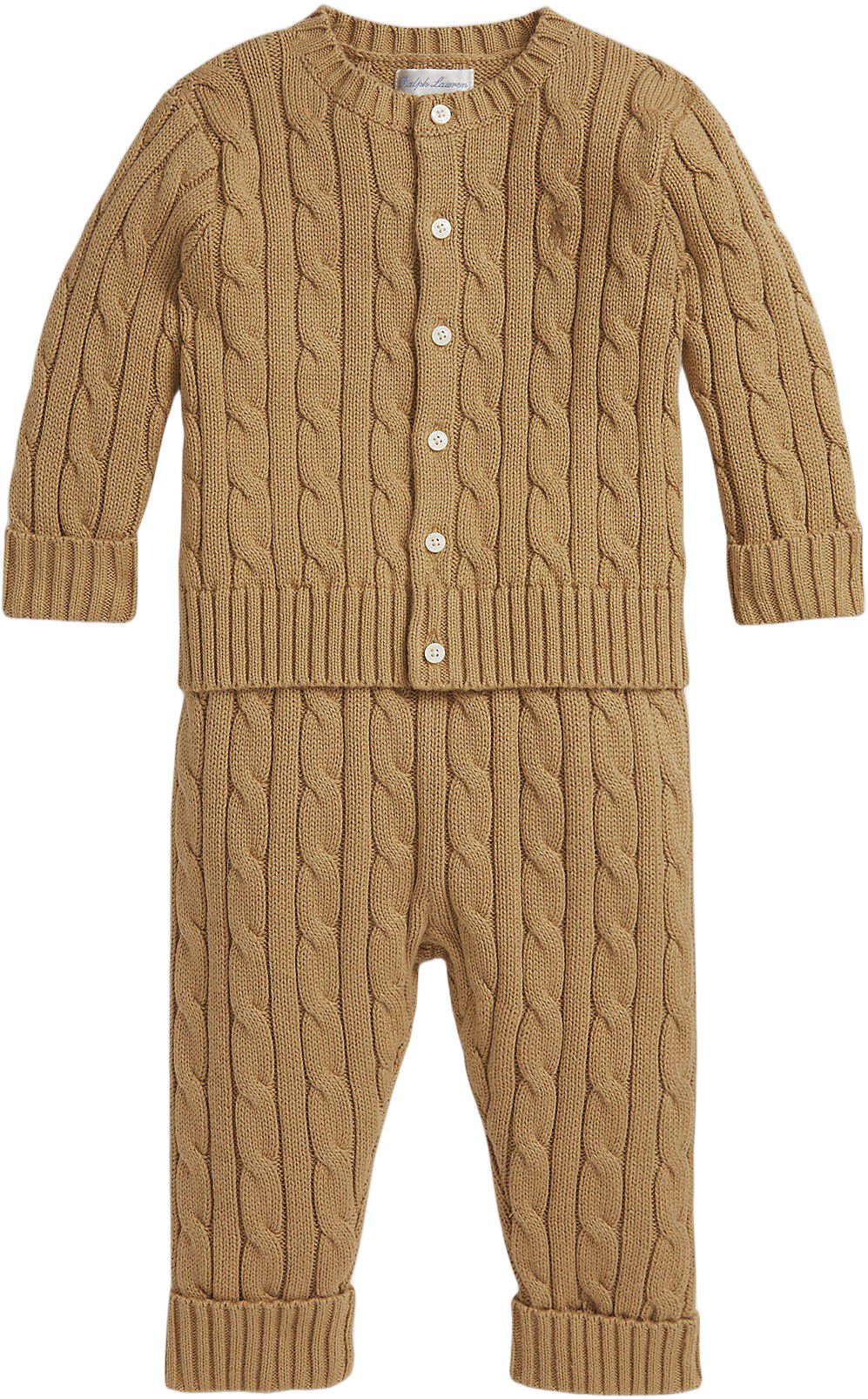 Cable-Knit Cotton Cardigan & Pant Set