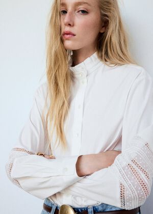 Embroidered poplin shirt