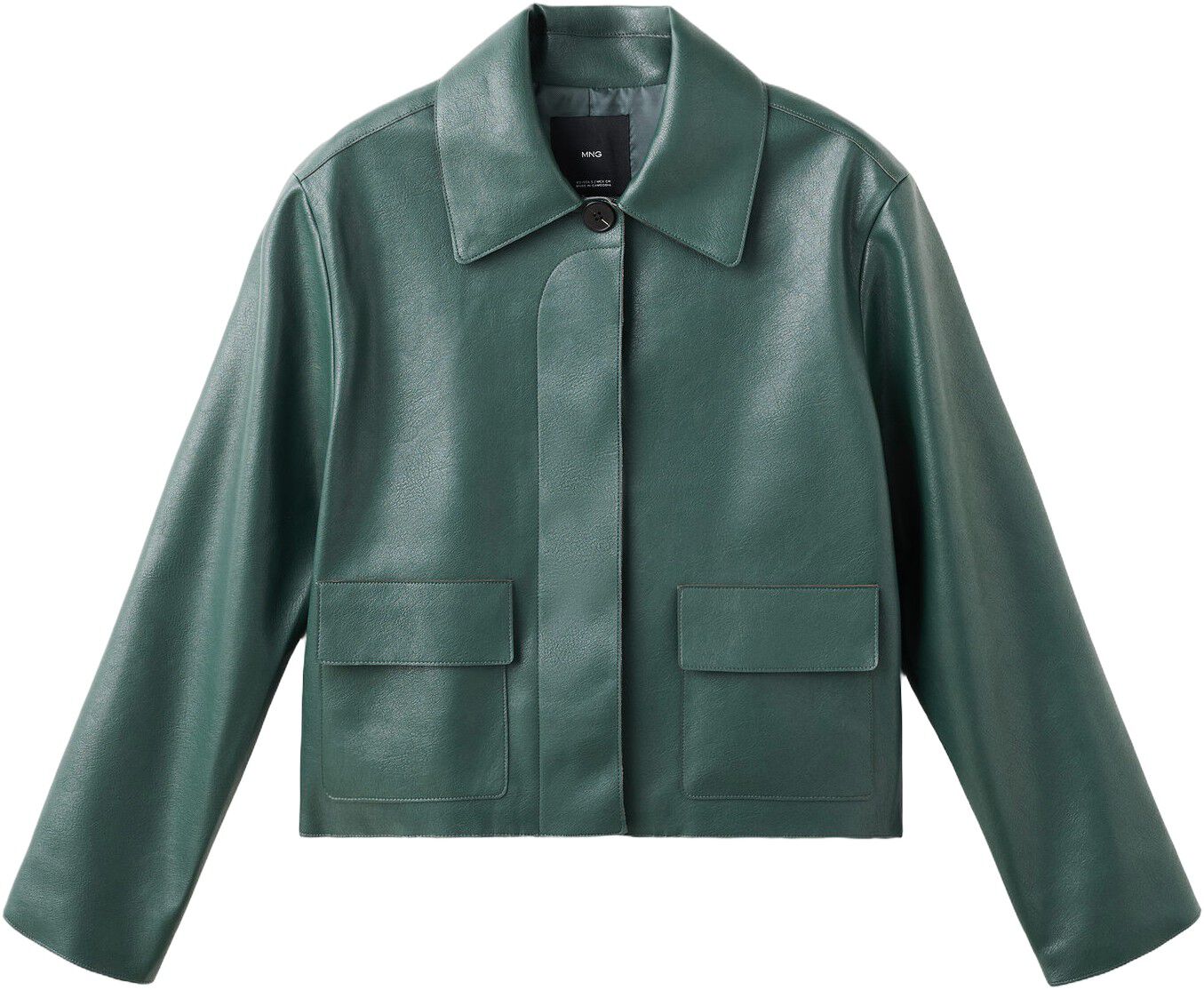 Faux-leather jacket with pockets