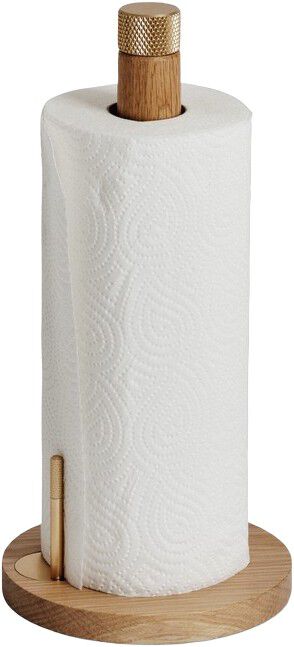 SINA Kitchen Roll Holder Oak Brass
