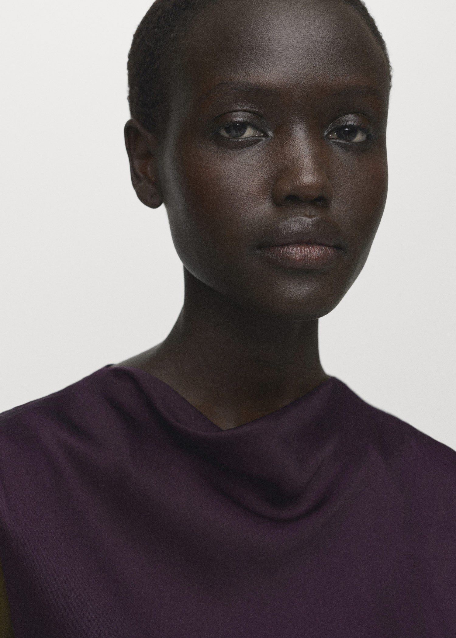 Satin blouse with draped neck