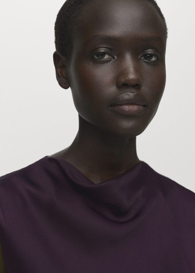 Satin blouse with draped neck