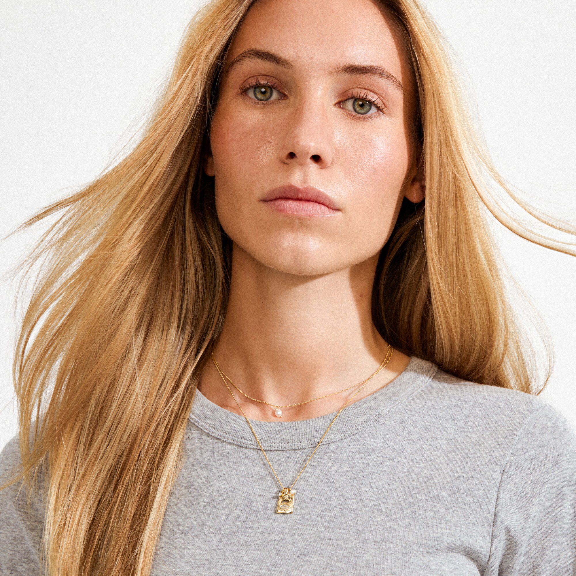 FIRE halsk&aelig;de 2-i-1 s&aelig;t, guldbelagt