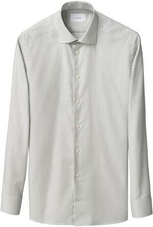 Contemporary Fit Light Green Melange Semi Solid Fine Twill Shirt