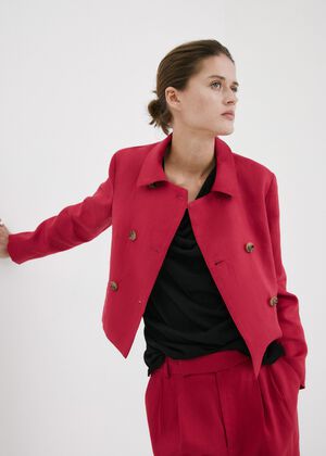 Double-breasted linen jacket