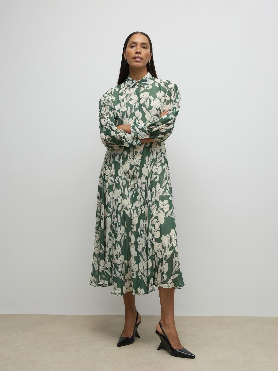 AWAUBRIE LS ANKLE SHIRT DRESS