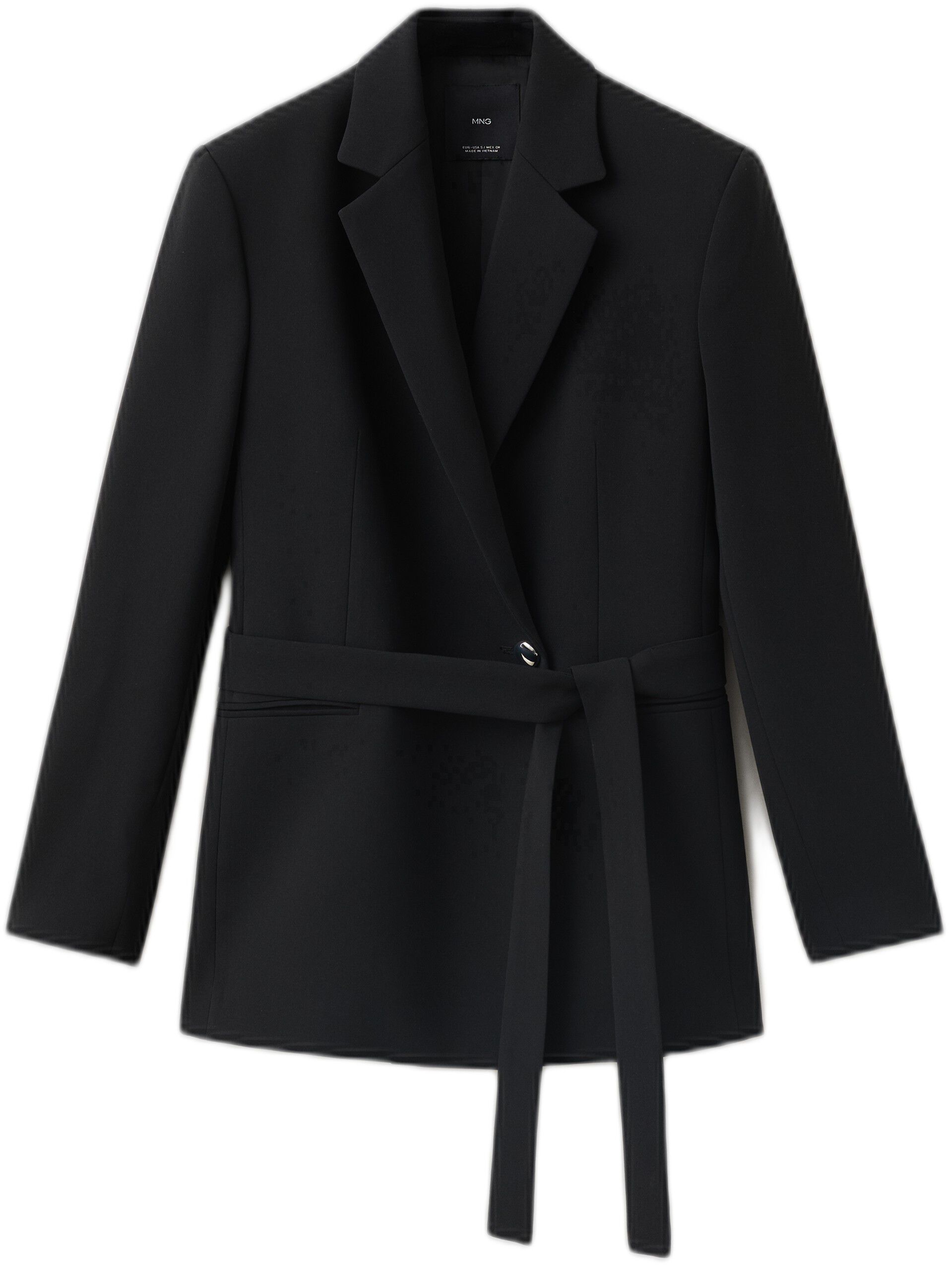 Double-breasted belted suit blazer