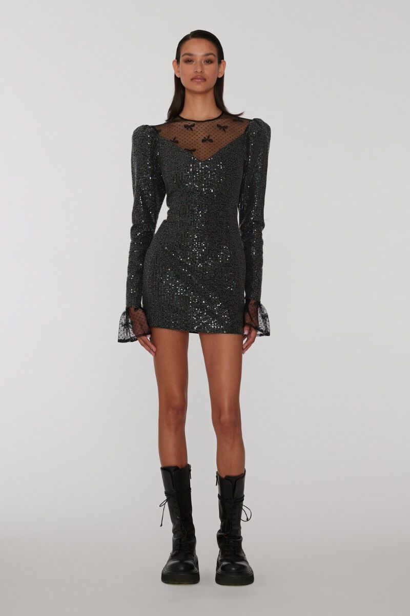 Twill Sequin Mini Dress