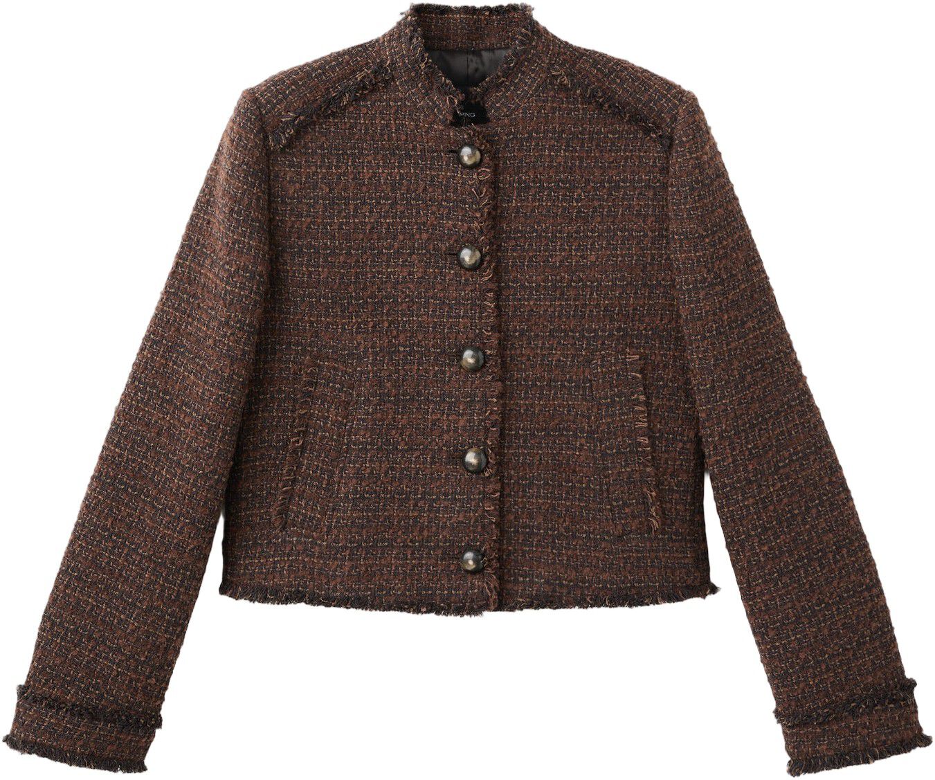 Tweed jacket with frayed ends