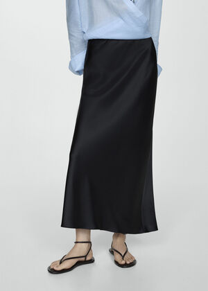 Midi satin skirt