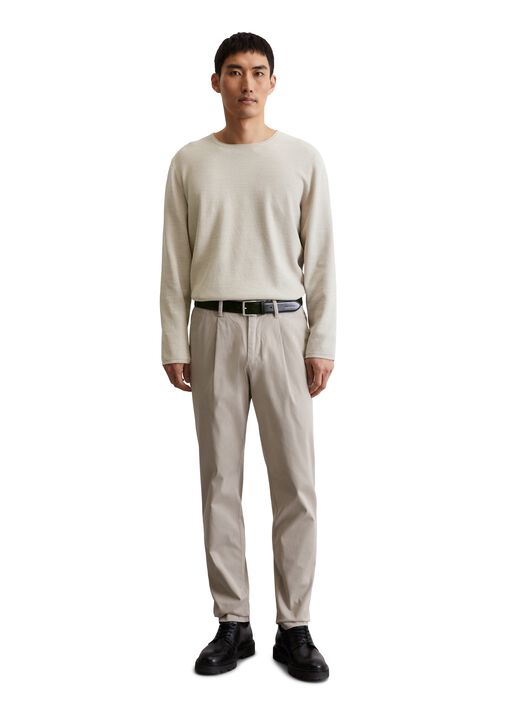 Crewneck, cotton slub, piqué struct