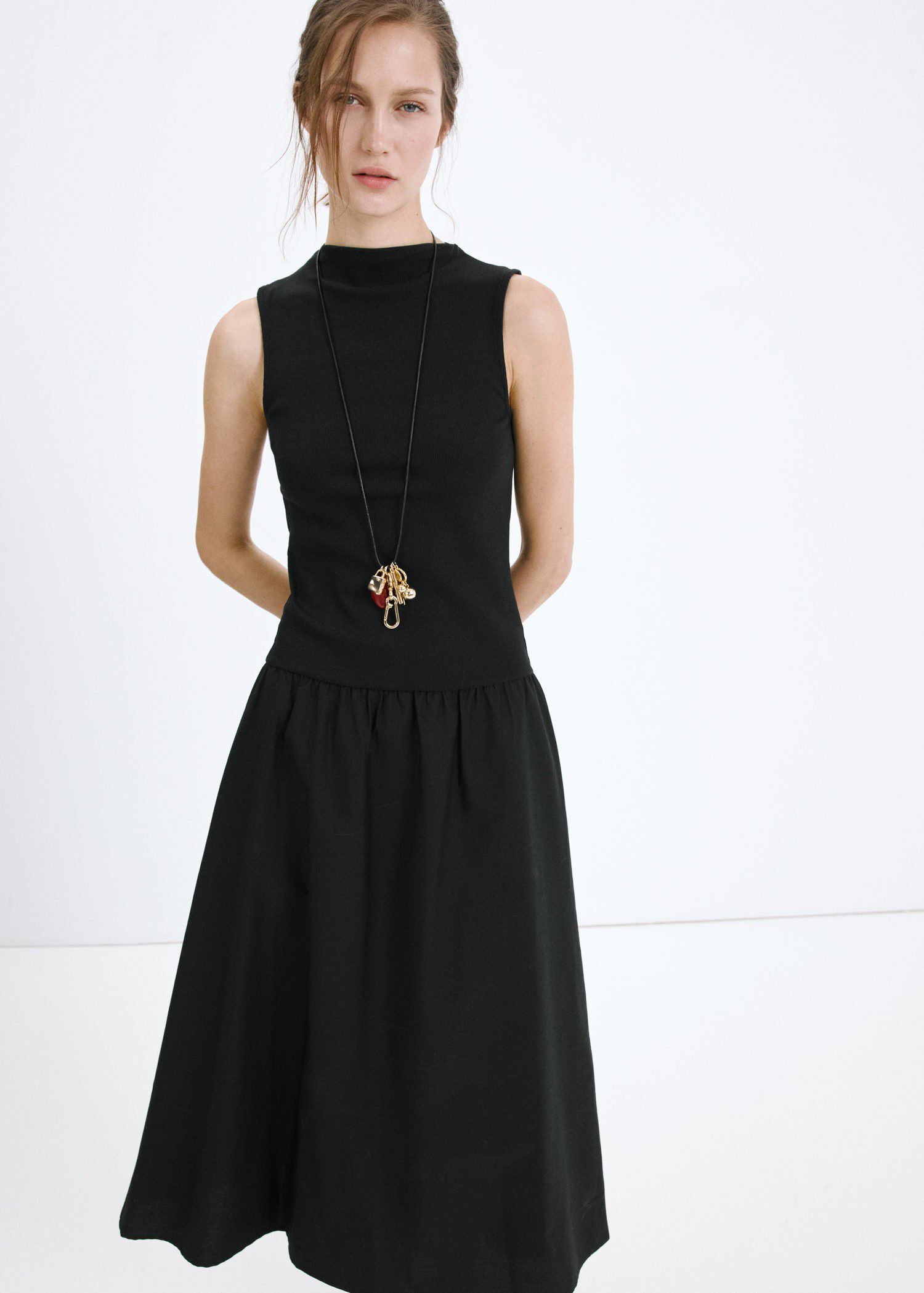 Contrast-bodice dress